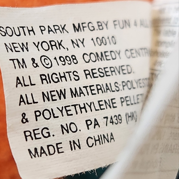 Kyle Broflovski 7" Fun 4 All 1998 + Kenny 7" Nanco 2008 South Park Plushies - Picture 6 of 8